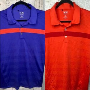 2 Adidas Polo Shirts| ClimaCool Golf Polo |Dark Blue & Rust Red Men's Medium